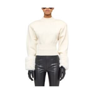 Ronny Kobo Cropped Cream Jenner Sweater Size M